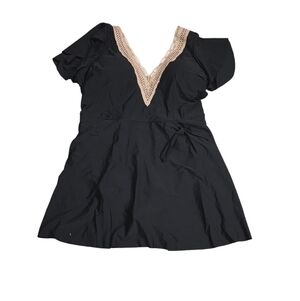 Elegant black swim Dress with Lace Detail feom blooming jelly nwt 3xl